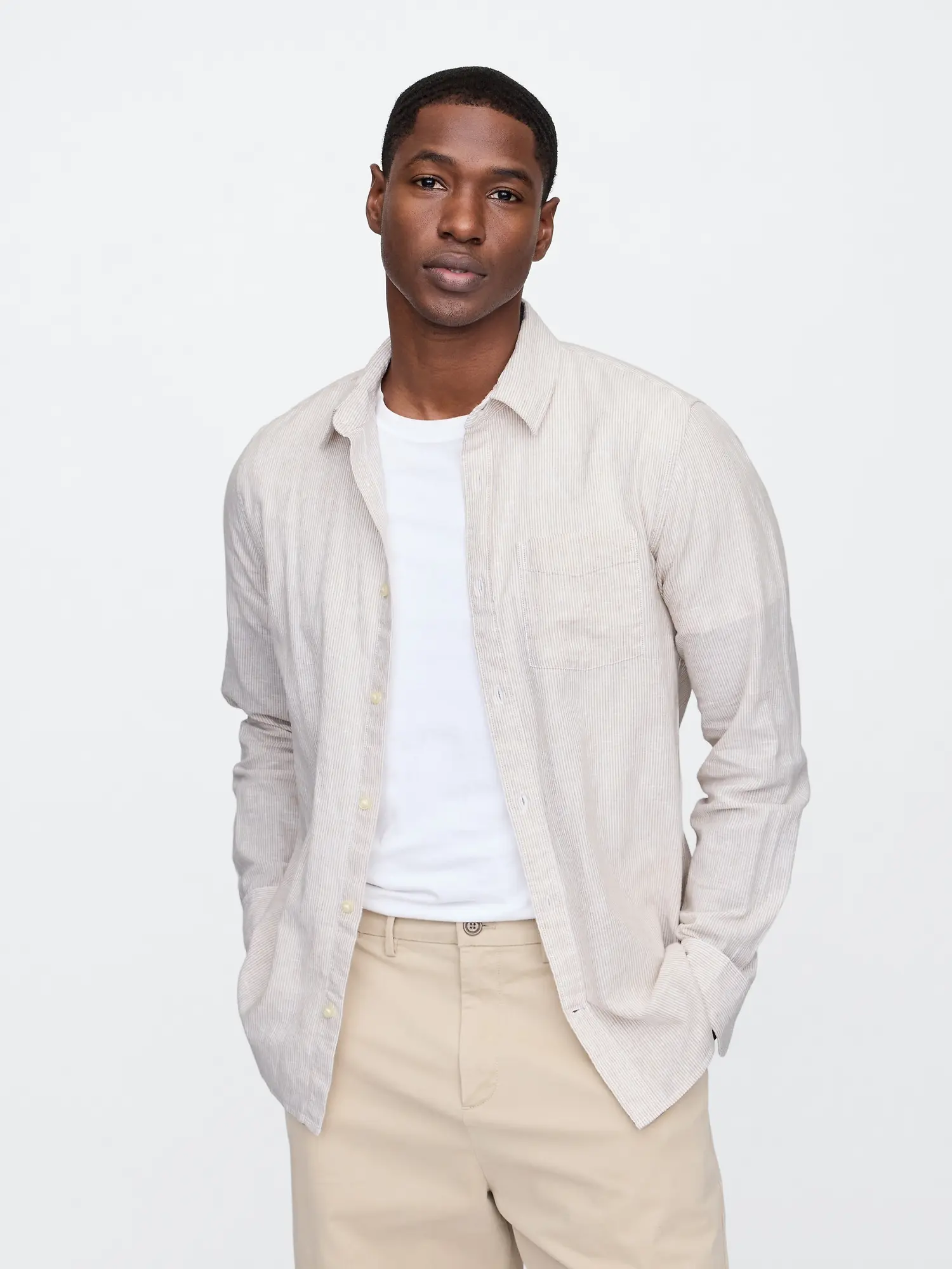 GAP Lněná košile Standard Fit - Pánské