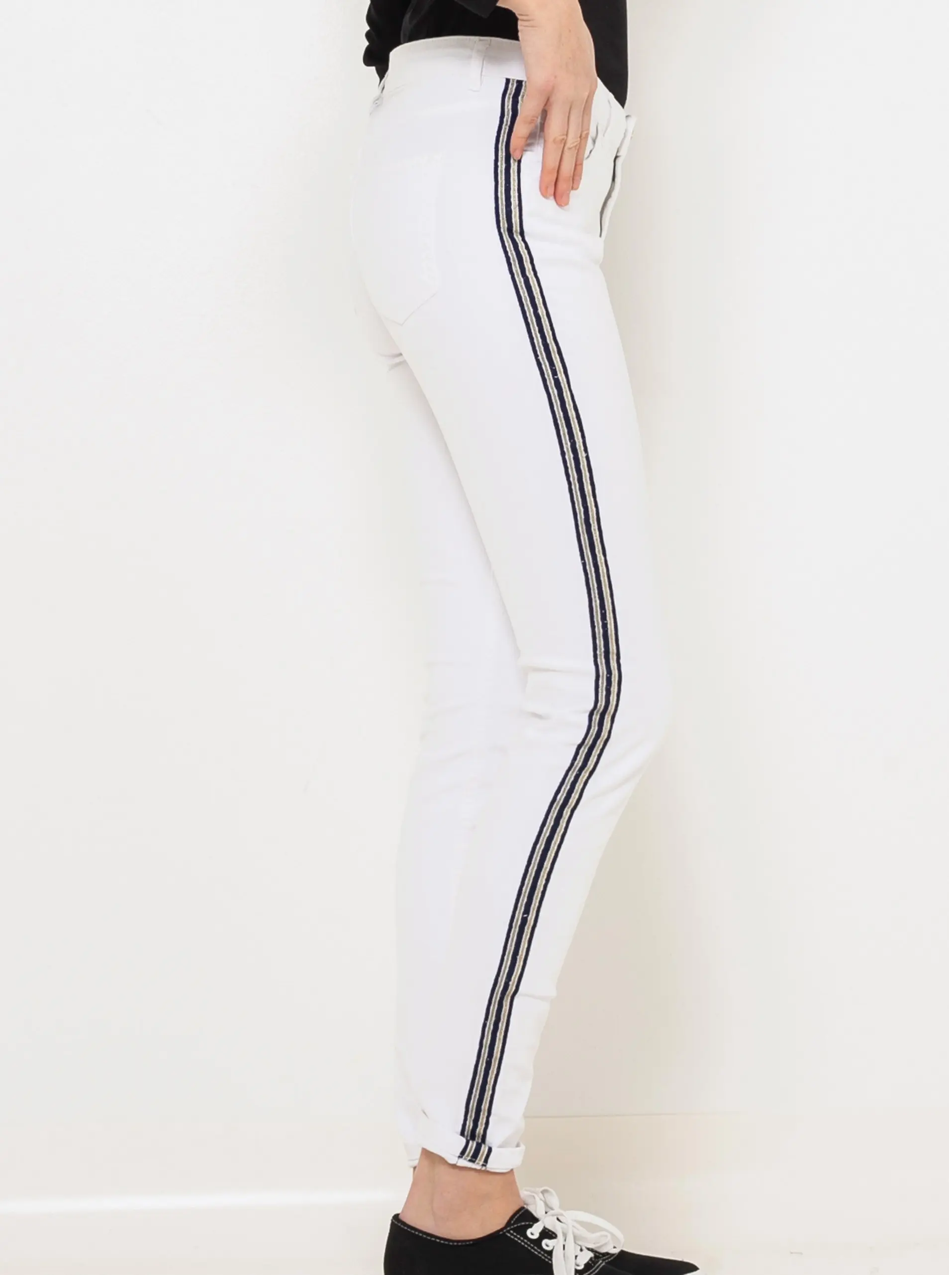 Bílé skinny fit džíny s lampasem CAMAIEU - Dámské