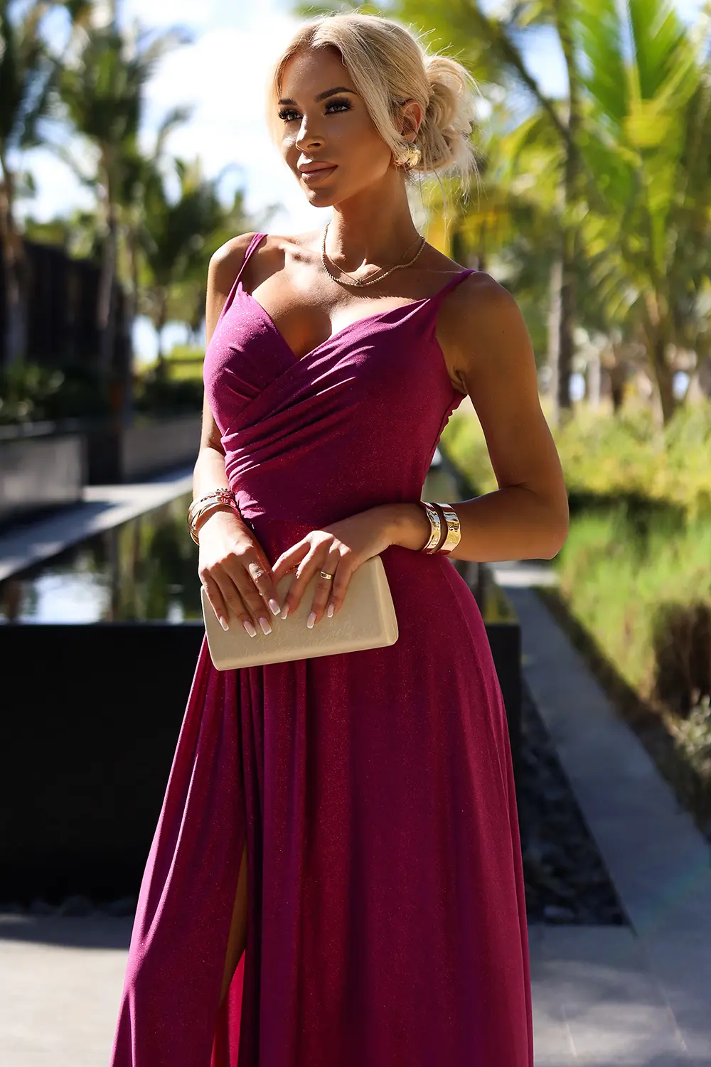 Elegantní maxi dlouhé šaty s ramínky Numoco
