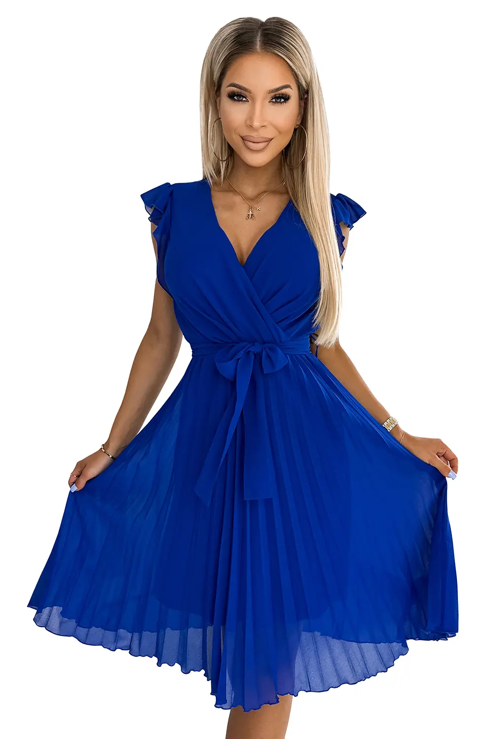 Numoco dámské šaty POLINA 374-4 Barva: Modrá, Velikost: XL