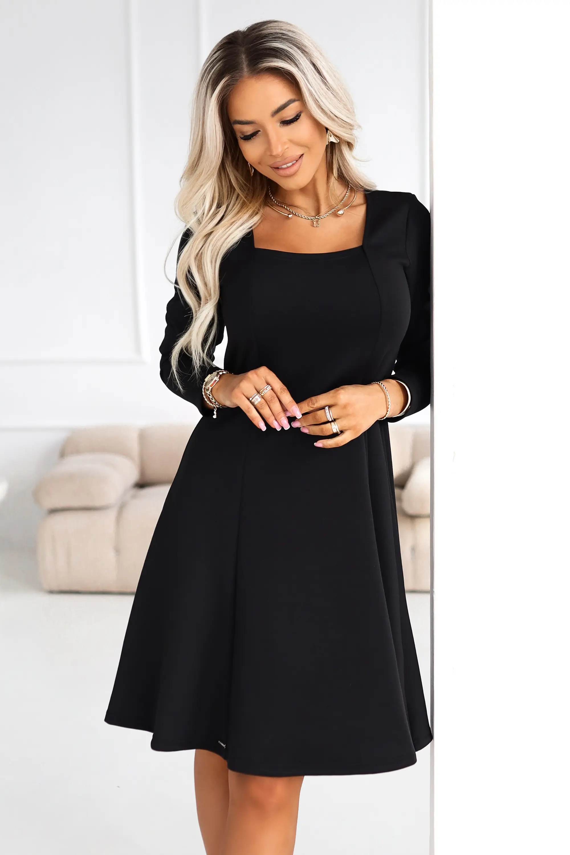 Numoco dámské šaty IVANA 574-3 - výprodej Barva: Černá, Velikost: 2XL