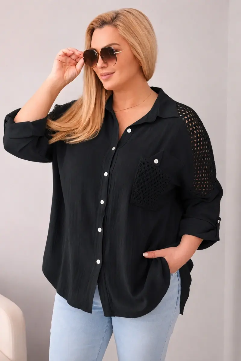 Kesi Plus Size košile s límcem a krajkou