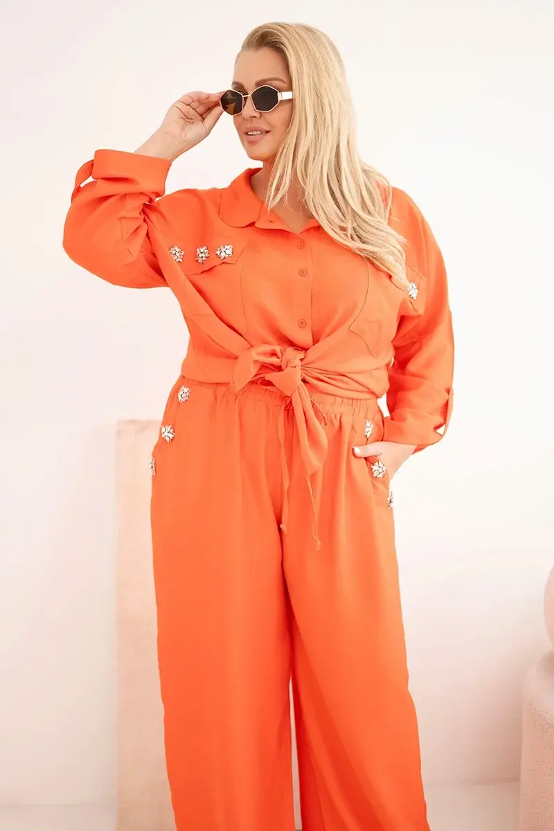 Kesi dámský plus size komplet s košilí a kalhotami