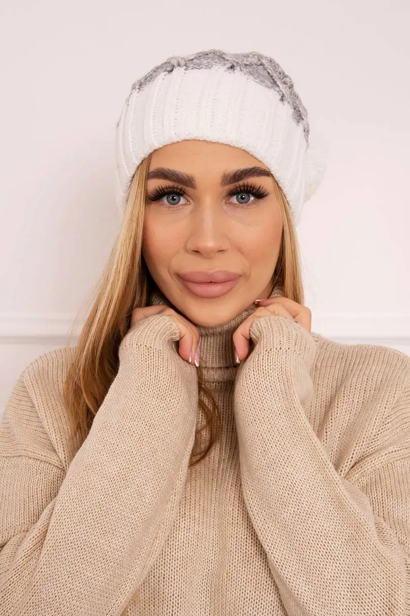 marka niezdefiniowana Milano fleecová čepice K203 dark beige melange+ecru