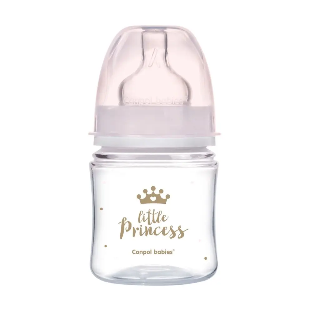 Canpol Babies Kojenecká lahev se širokým hrdlem ROYAL BABY 120ml růžová
