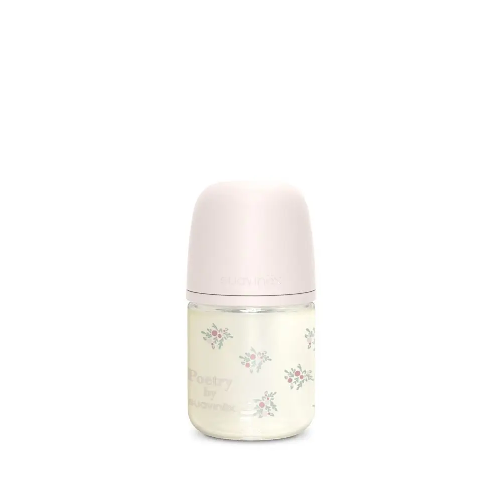 Suavinex Láhev sklo POETRY 120 ml fyziologická SX PRO +0 SF - růžová