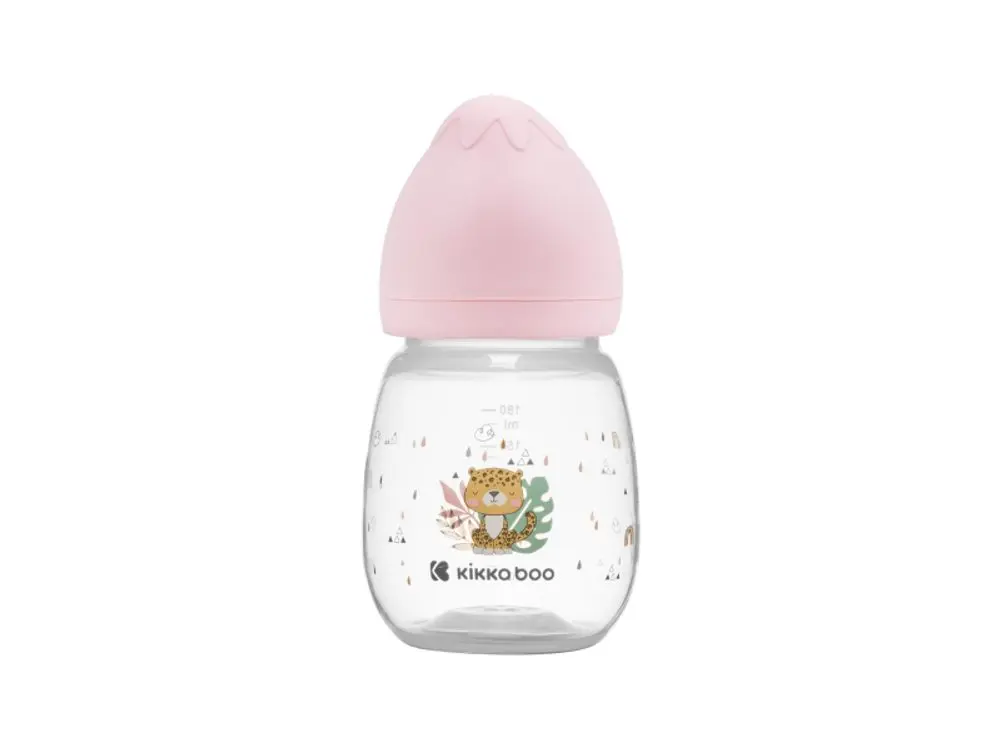 Kojenecká láhev KikkaBoo 180 ml Savana růžová 3m+