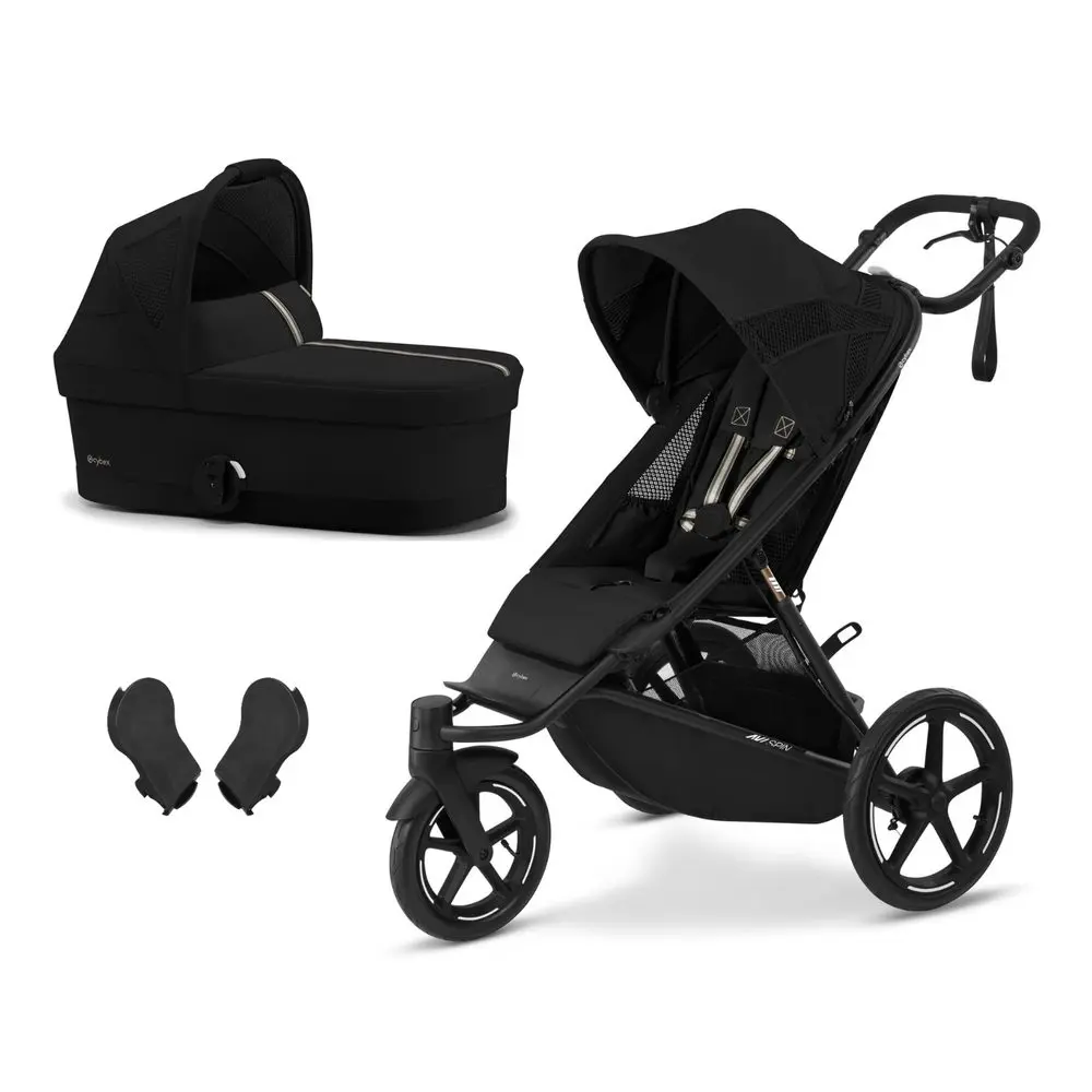 Cybex set 3v1 Avi Spin + Cot S 2025 + adaptéry - Moon Black