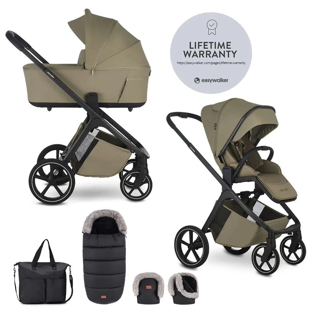 EASYWALKER Set kočárek 2v1 Zoey Go Chestnut Brown XXL Limited s příslušenstvím - EASYWALKER Set kočárek 2v1 Zoey Go Moss Green XXL Limited s příslušenstvím