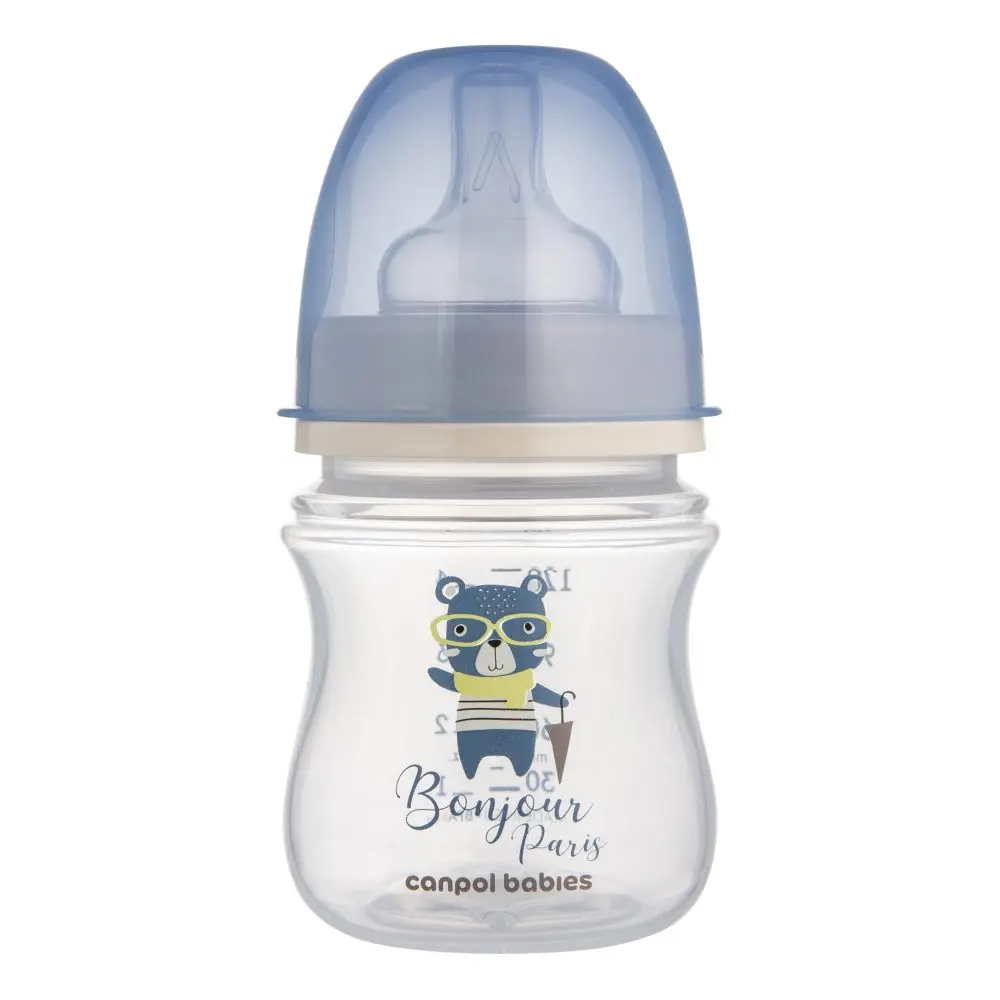 Canpol Babies Kojenecká lahev se širokým hrdlem BONJOUR PARIS 120ml modrá