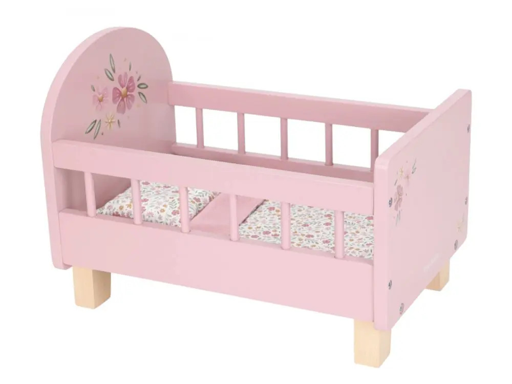 Little Dutch Postýlka pro panenky dřevěná s peřinkou Pink