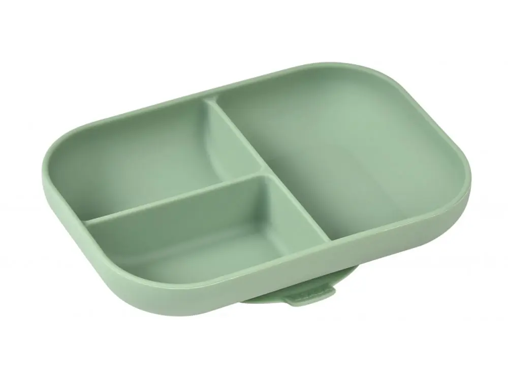 BEABA TALÍŘ SILIKONOVÝ DĚLENÝ S PŘÍSAVKOU SAGE GREEN