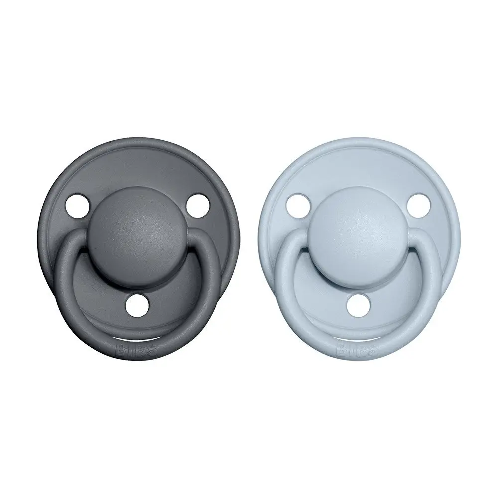 BIBS De Lux dudlíky z přírodního kaučuku 2ks vel.1 - Iron / Baby Blue