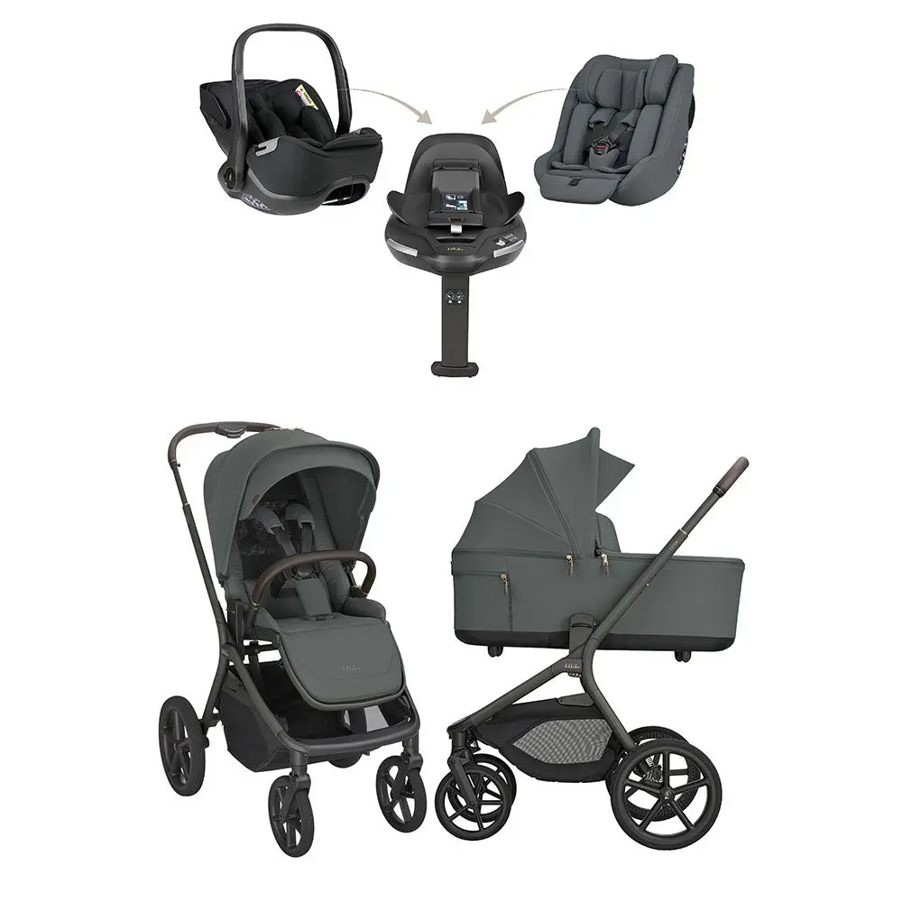 KikkaBoo Kočárek 2v1 Goya Platinum + set autosedaček i-Class 360 + základna - Olive