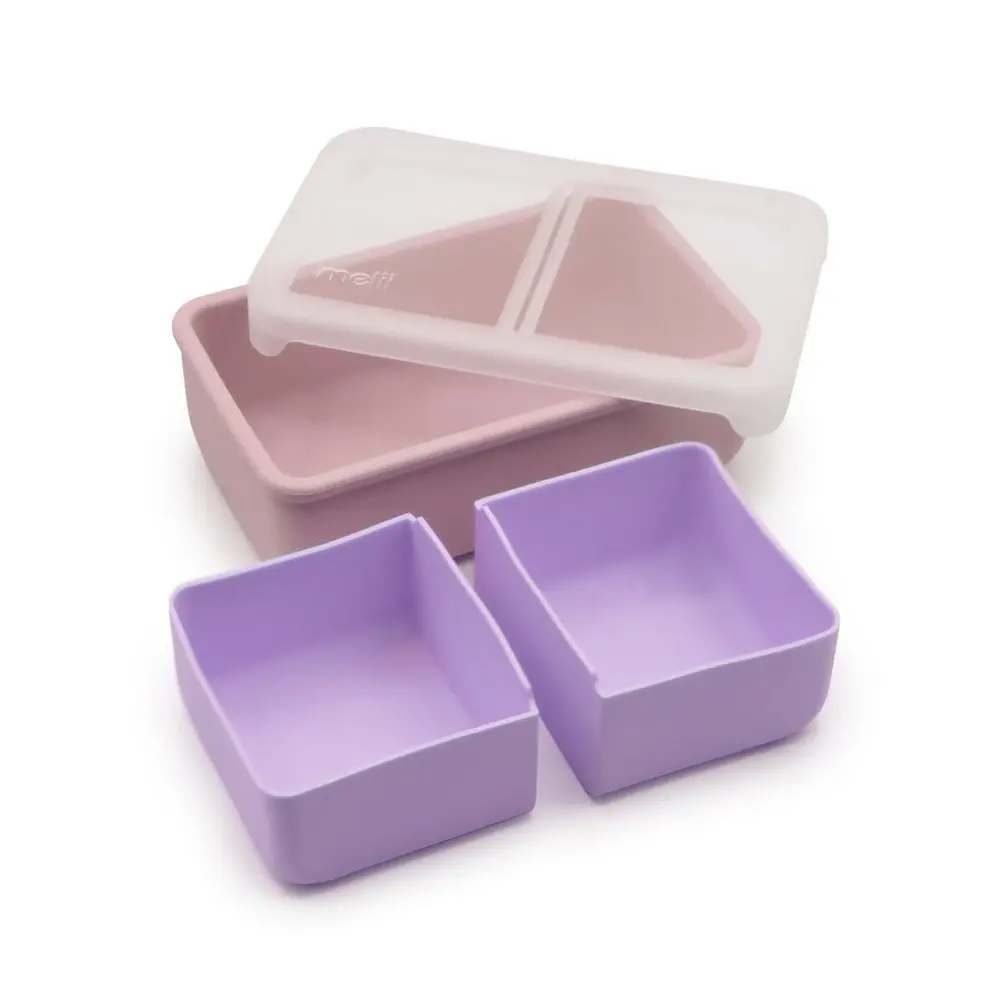 Silikonový bento box na svačinu 700 ml - růžový/fialový