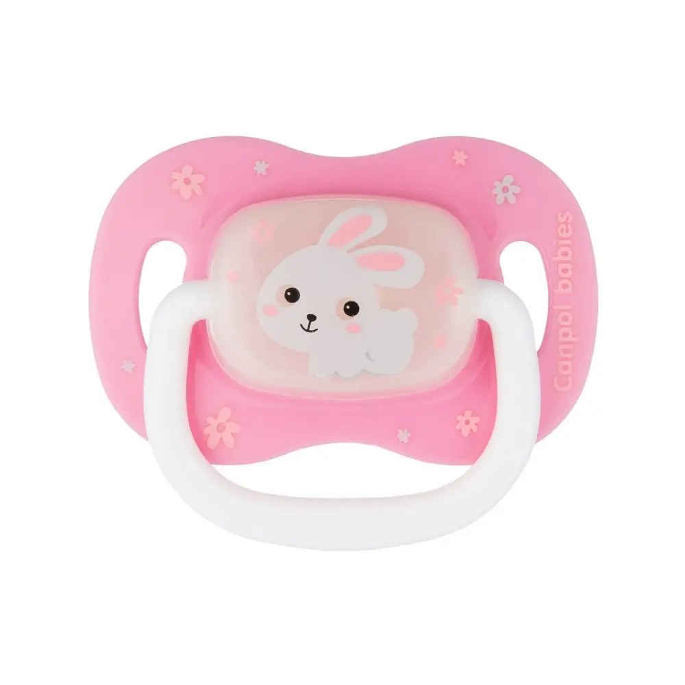 Canpol babies Dudlík 18m+ silikonový symetrický BUNNY & COMPANY růžový