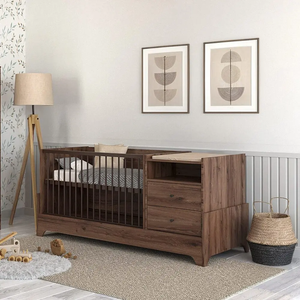 Kombi postýlka Faktum Nest Walnut 70x