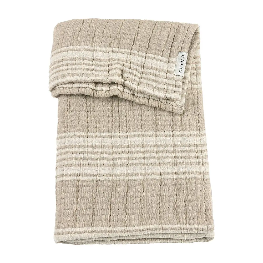 Meyco Deka z předepraného mušelínu a žakáru 100x150 - Stripe Sand