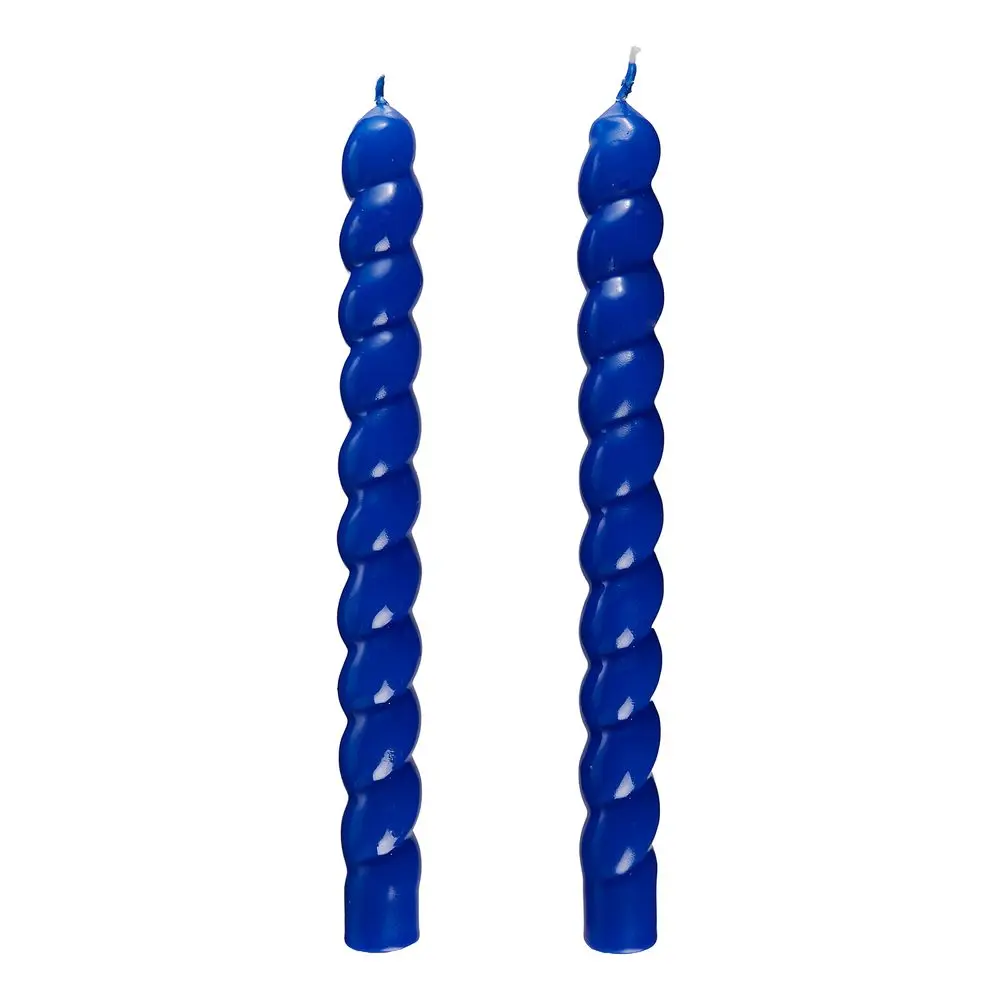 TWISTED Sada lesklých svíček 2 ks 25,5 cm - modrá