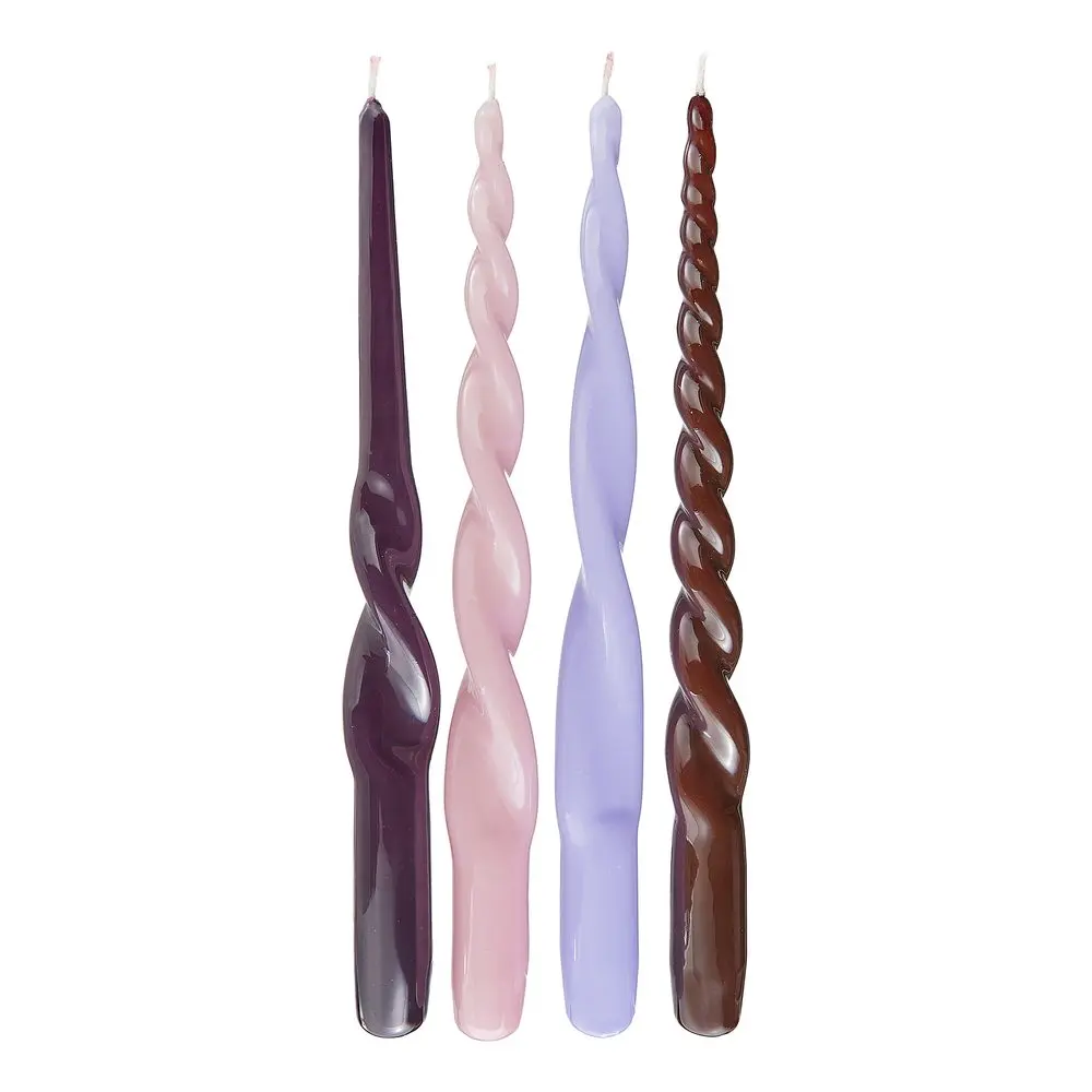 TWISTED Sada svíček 4 ks 29 cm - sv. fialová