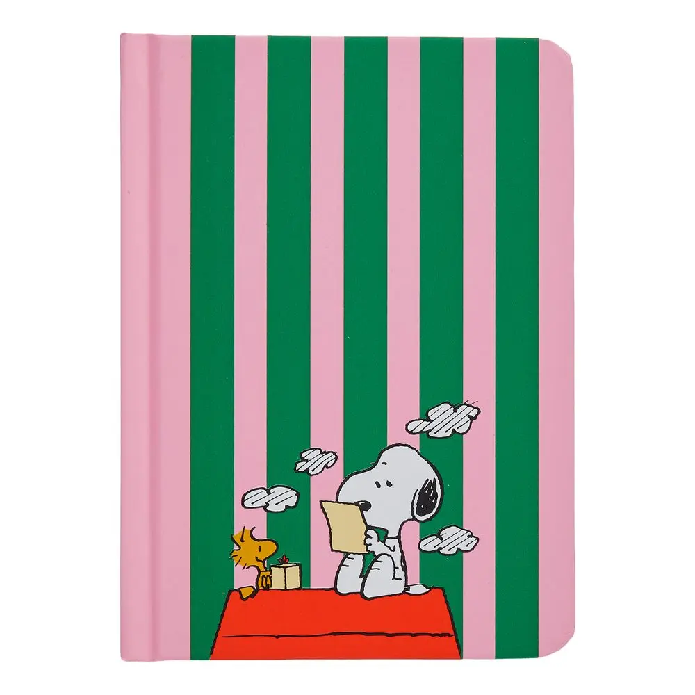 PEANUTS Notýsek A6 Snoopy na střeše - zelená/růžová