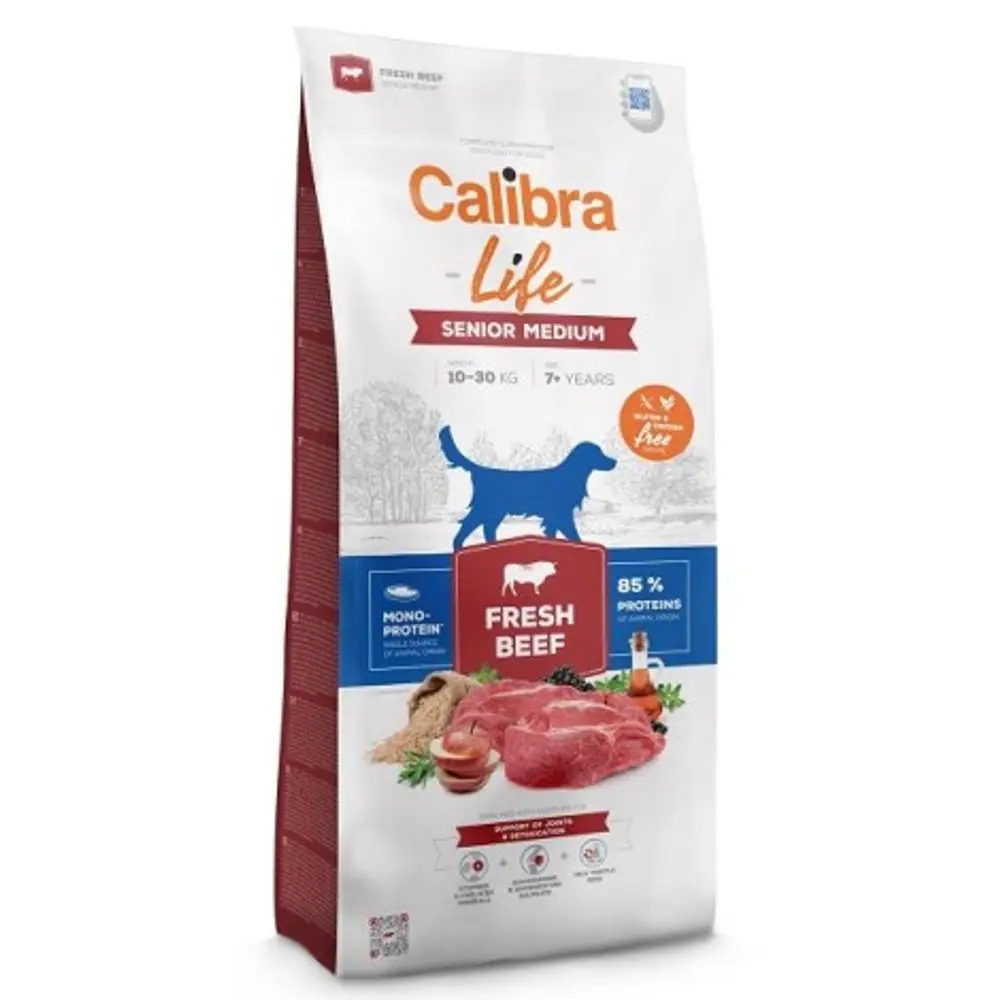 Minimální trvanlivost do 28.8. 2026: Calibra Dog Life Senior Medium Fresh Beef 12 kg | P59699