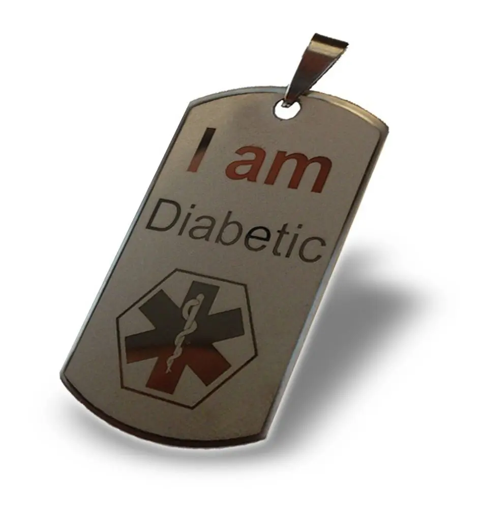 Přívěsek "I am Diabetic" velký + řetízek