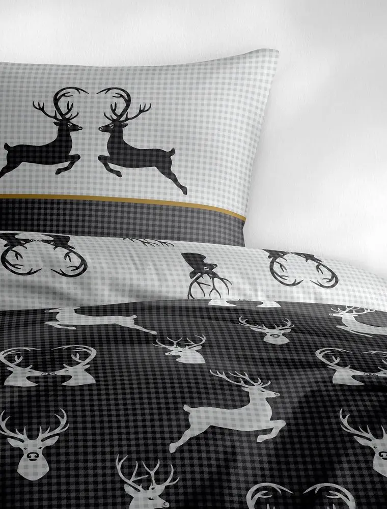 Bierbaum povlečení flanelové 3923 Deer Grafit 135x200/80x80 cm
