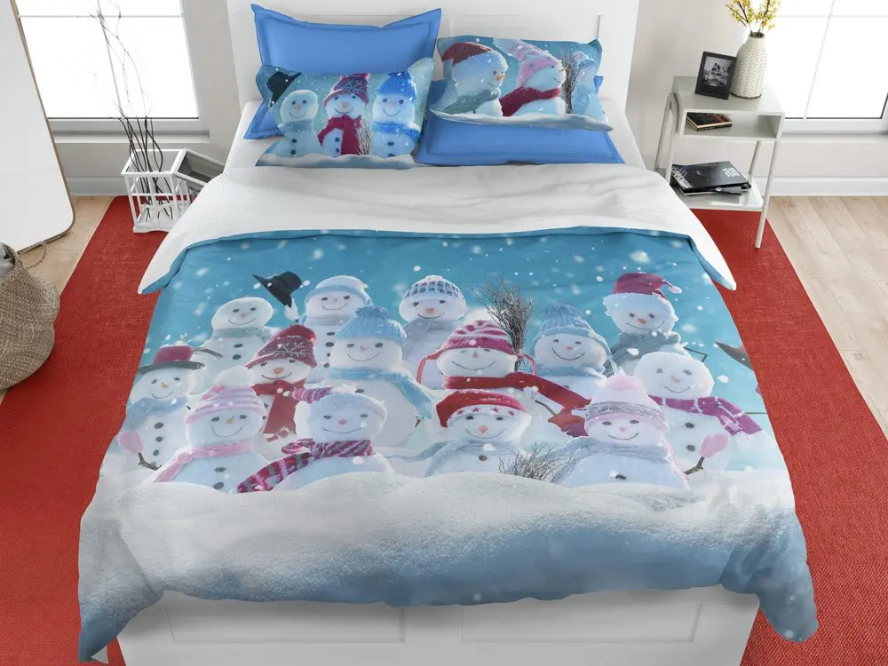 Gipetex Natural Dream 3D italské povlečení 100% bavlna Pupazzi - sněhuláci