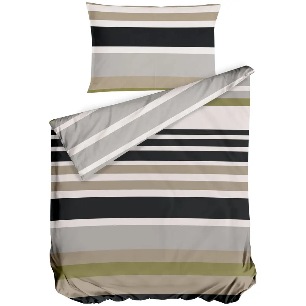 Bierbaum povlečení flanelové 6699 Stripe Olive 140x200/70x90 cm