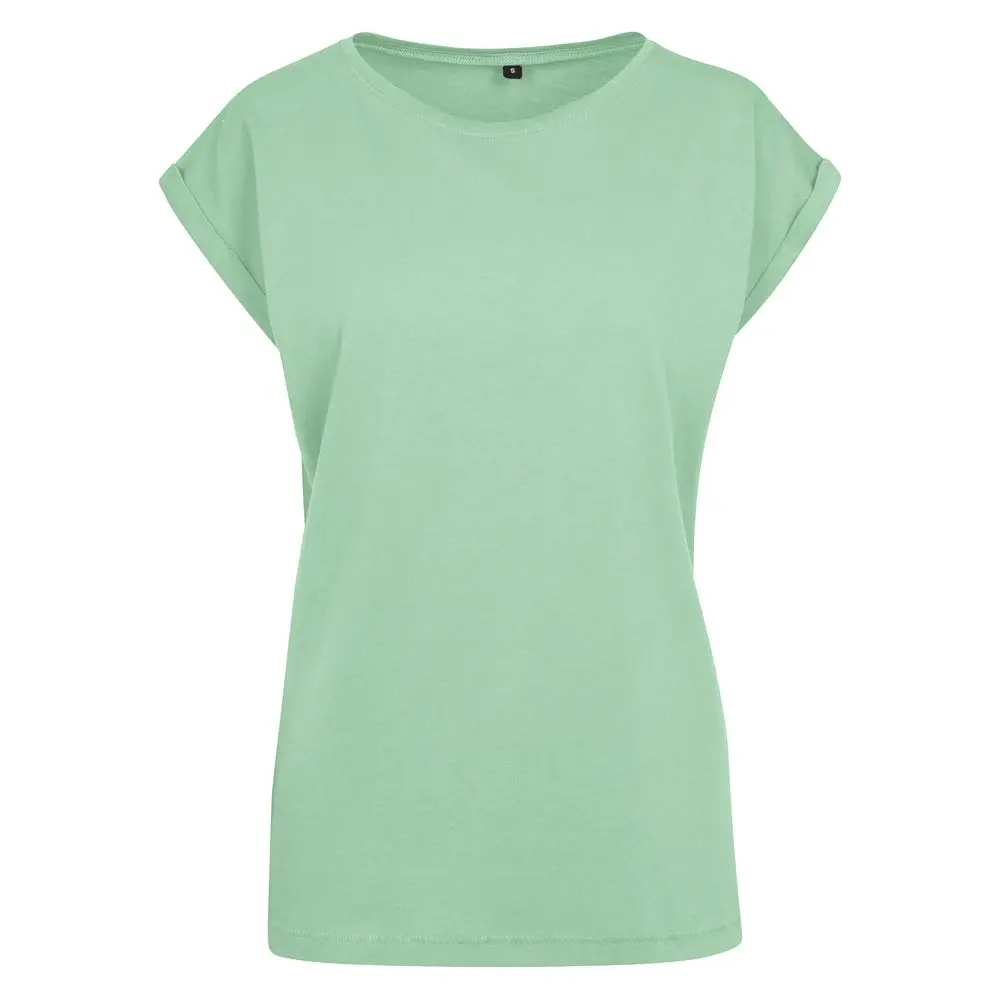 Build Your Brand Volné dámské tričko s ohrnutými rukávy - Neo mint | 4XL
