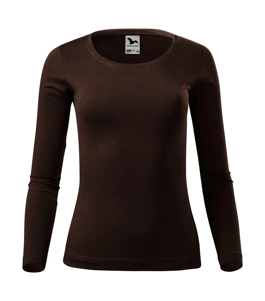 MALFINI Dámské tričko s dlouhým rukávem Fit-T Long Sleeve - Kávová | M