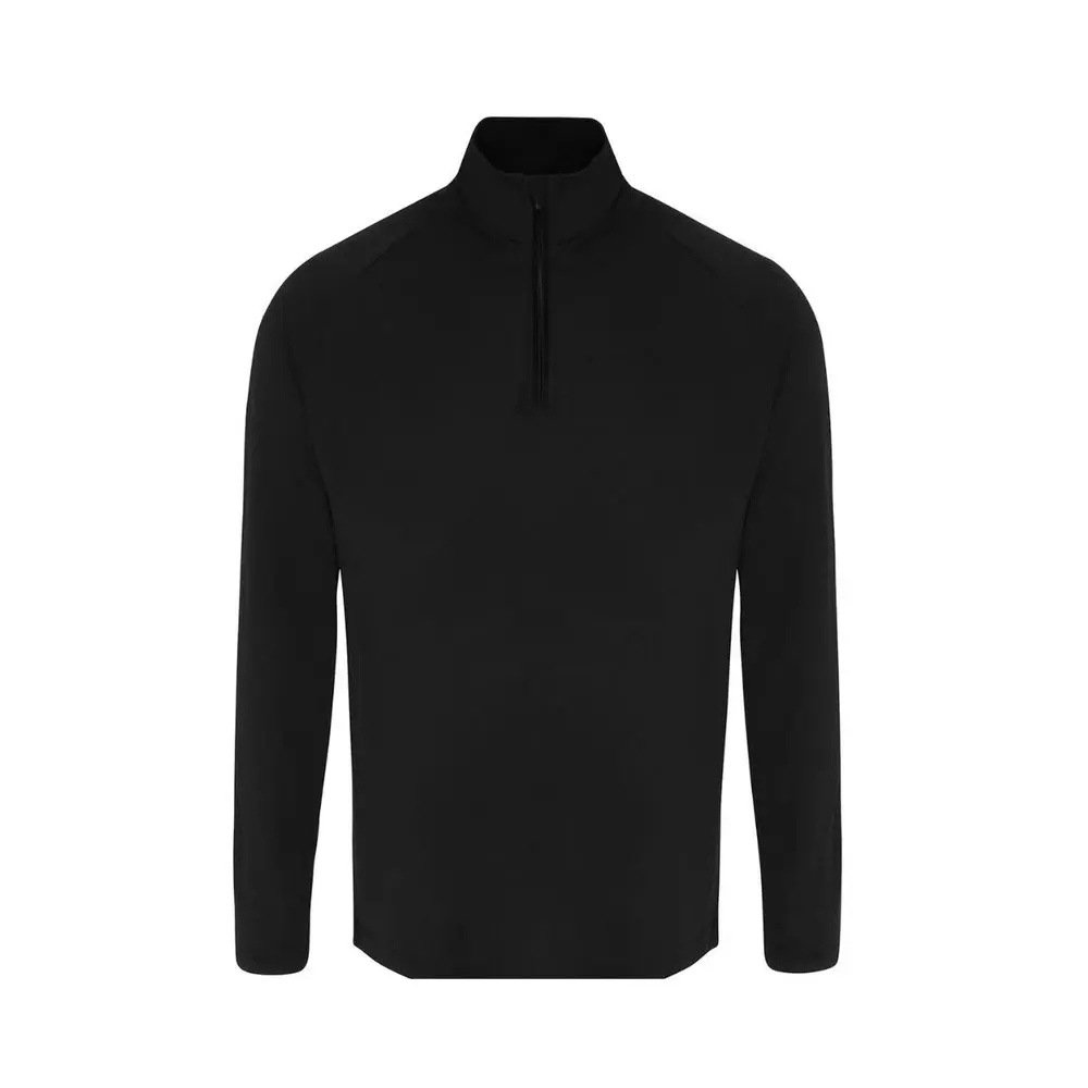 TriDri® Pánské tričko s dlouhým rukávem a 1/4 zipem - Černá / černá | M