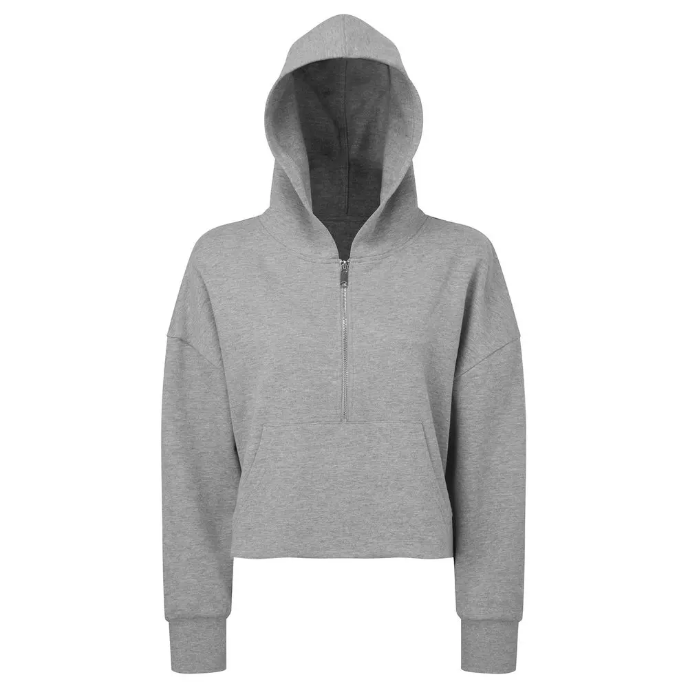 TriDri® Dámská mikina s 1/2 zipem a kapucí - Šedý melír | S/M