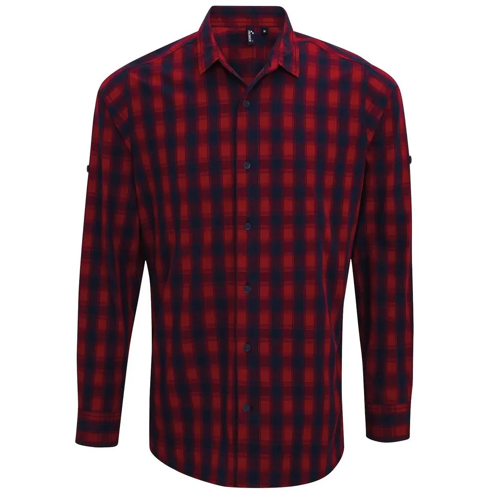 Premier Workwear Pánská bavlněná kostkovaná košile -