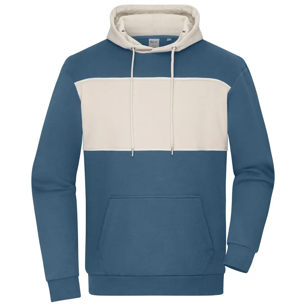 Daiber Mikina s kontrastním pruhem 8051 - Dusty blue / pískovcová | 2XL