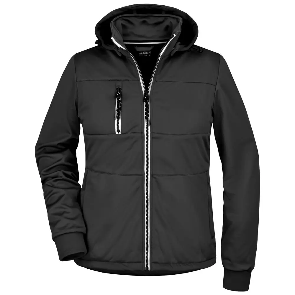 Daiber Dámská sportovní softshellová bunda JN1077 - Černá / černá / bílá | XL