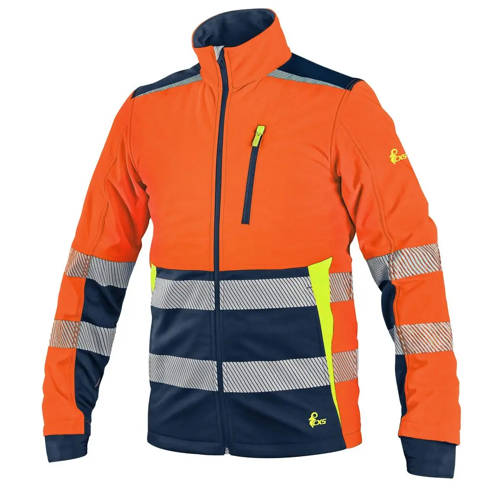 Canis (CXS) Pánská reflexní softshellová bunda CXS BENSON - Oranžová / modrá | 2XL