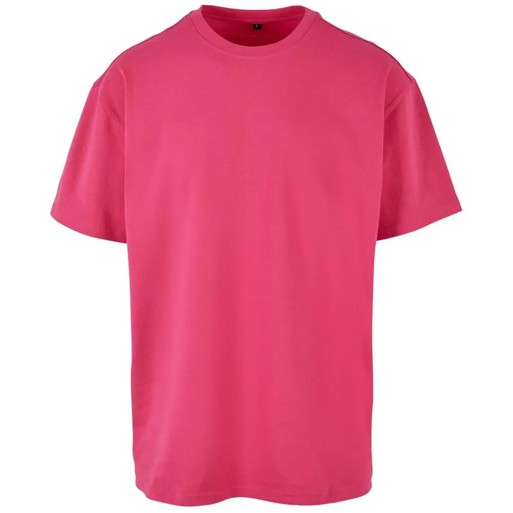 Build Your Brand Volnočasové oversize tričko z husté bavlny 240 g/m² se spadlými rameny Barva: růžová fuchsiová, Velikost: M