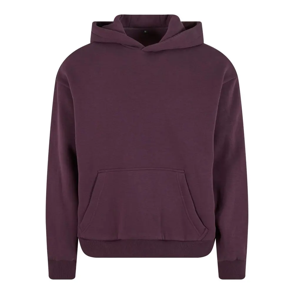 Build Your Brand Hebká pánská mikina přes hlavu Fluffy - Švestková | XL