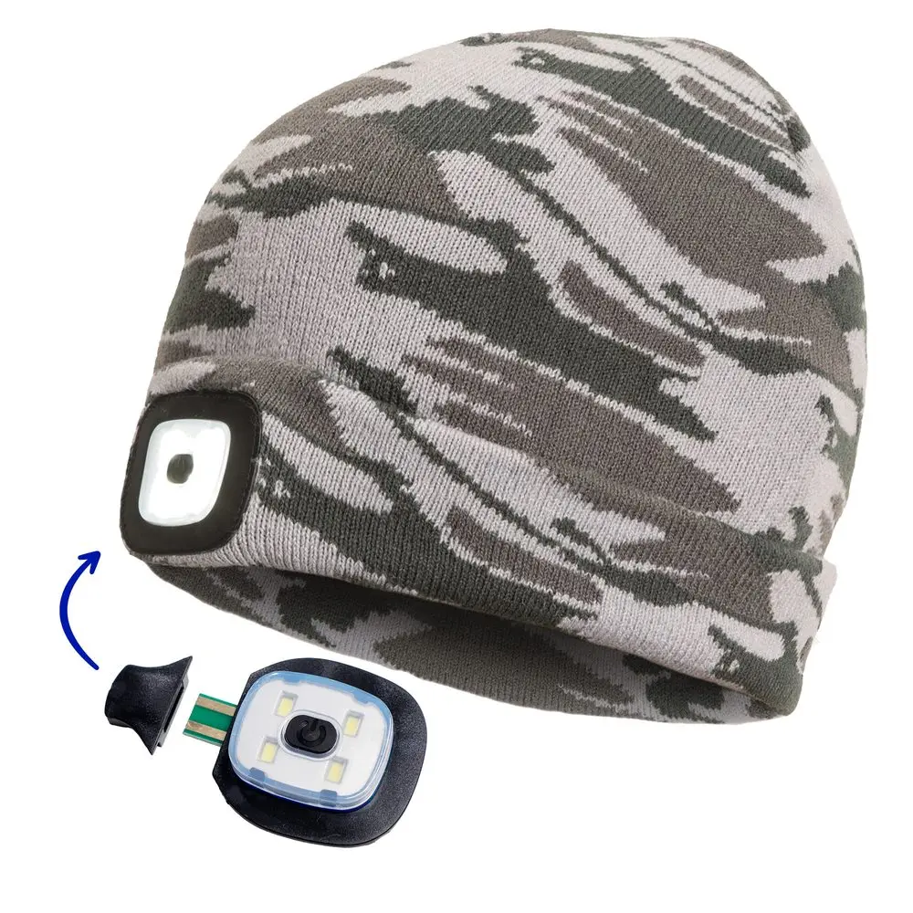 DEEL LED lampa čepice šedá kamufláž