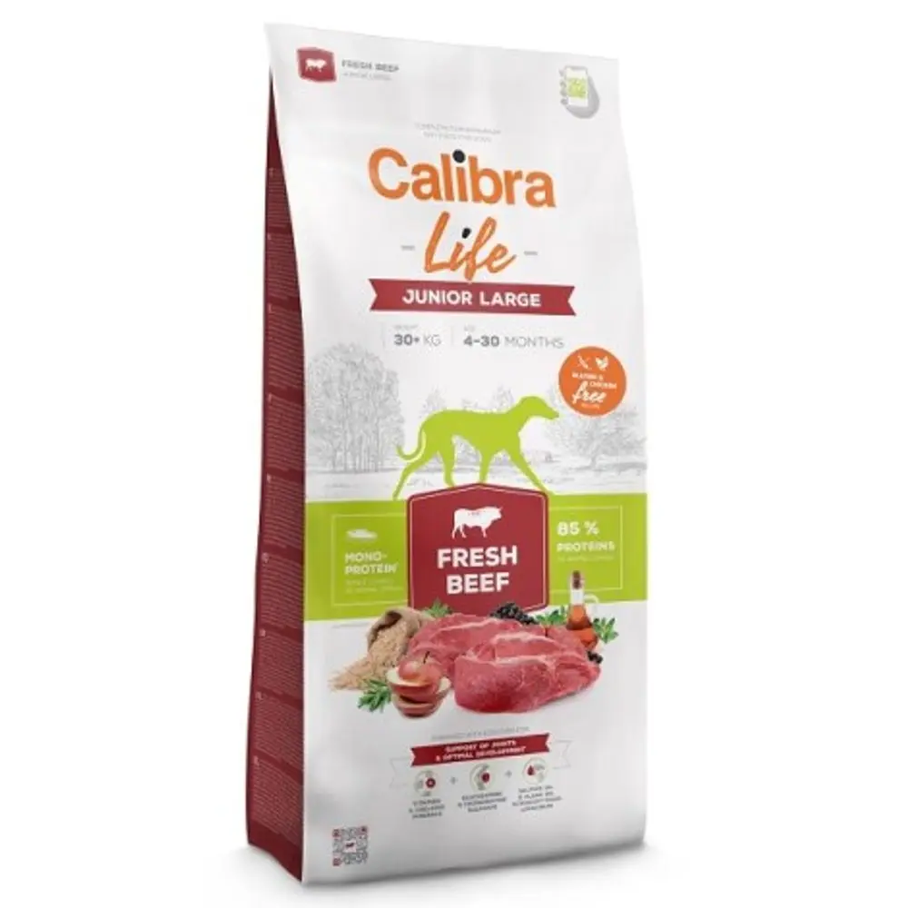 Minimální trvanlivost do 9.8. 2026: Calibra Dog Life Junior Large Fresh Beef 12 kg | P59700
