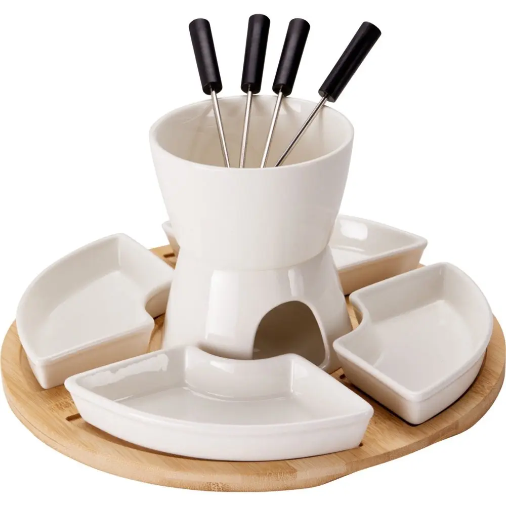 EXCELLENT HOUSEWARE Fondue čokoládové porcelán-dřevo sada 11 ks KO-278001620