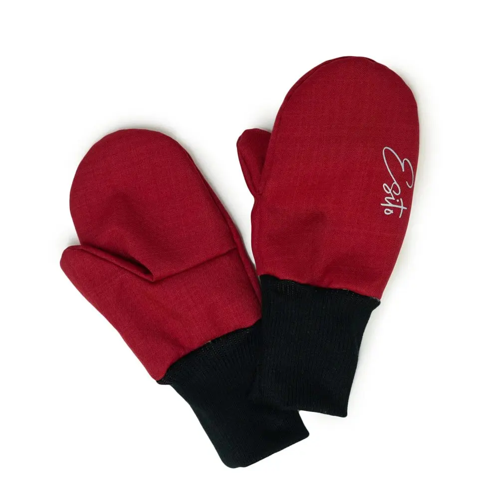 ESITO Zimní palcové rukavice softshell s beránkem Red - 3 - 5 let červená