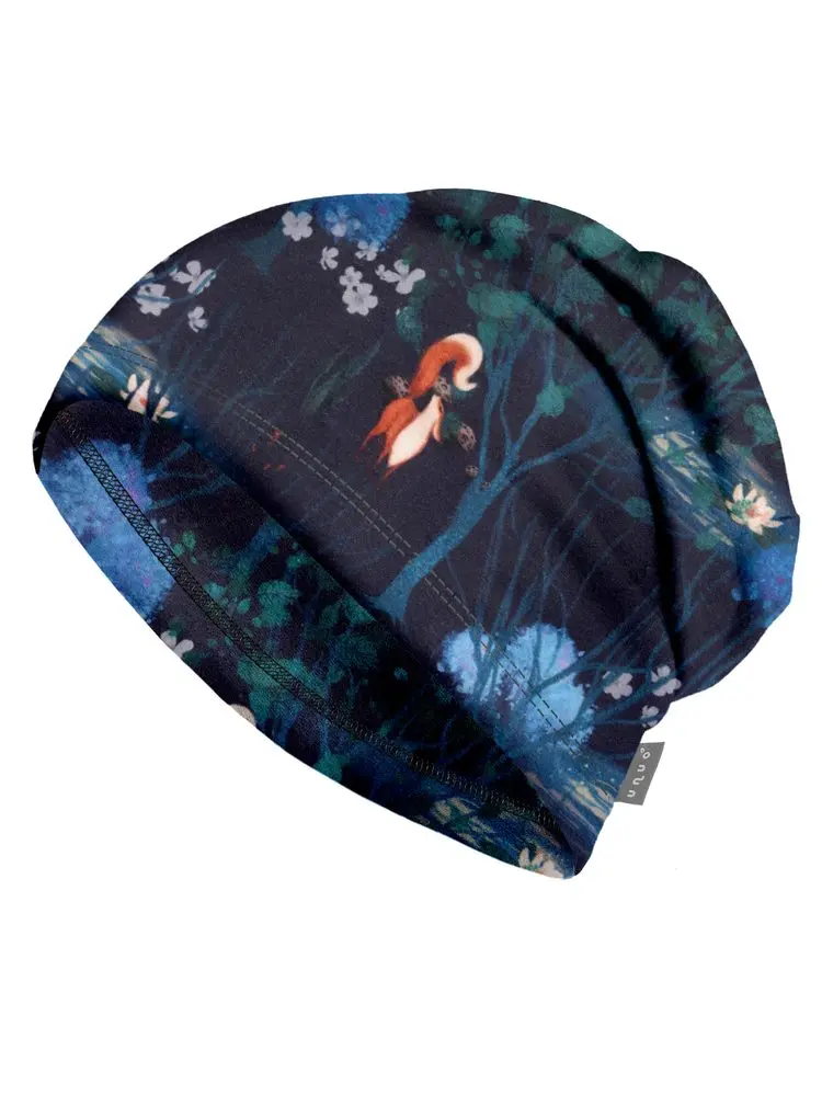 Unuo, Dětská čepice fleecová spadená, Čarovná liška - S (45-48 cm) - 1-3 roky