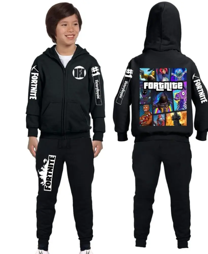 Tepláková souprava FORTNITE Mikina černá s kapucí + tepláky -