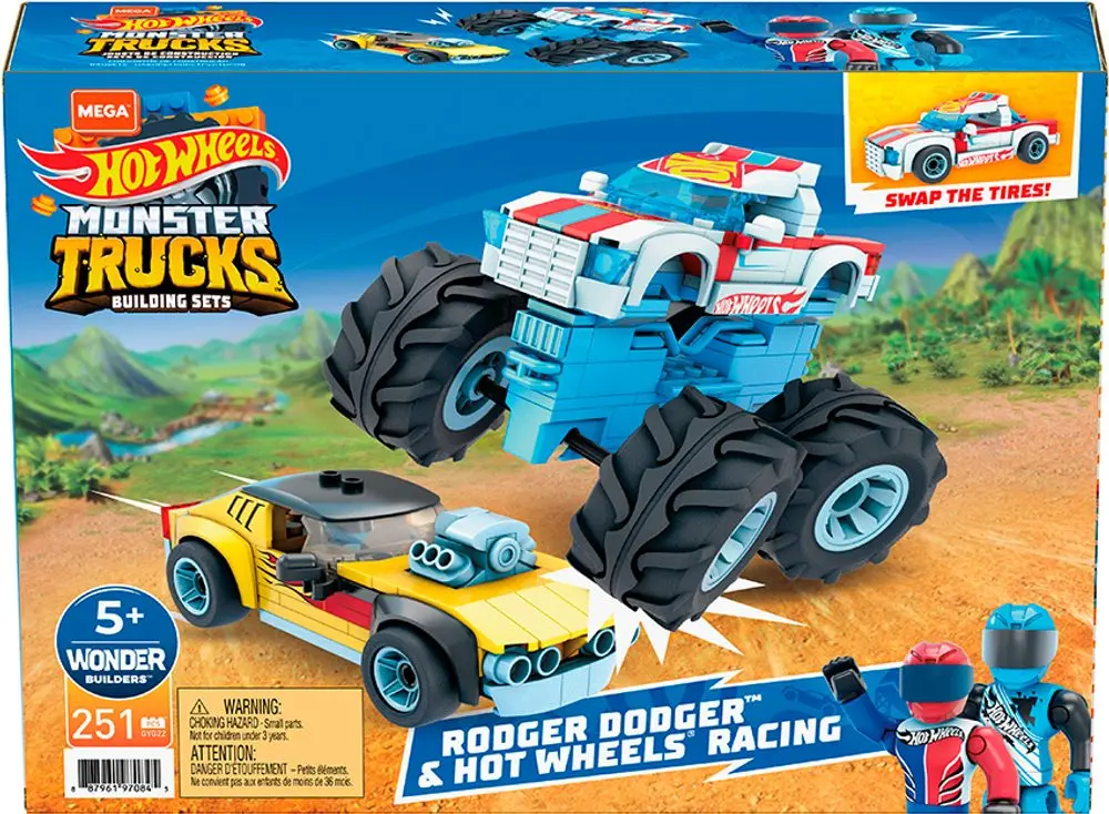 MATTEL MEGA Contrux HW Rodger Dodger a závodění