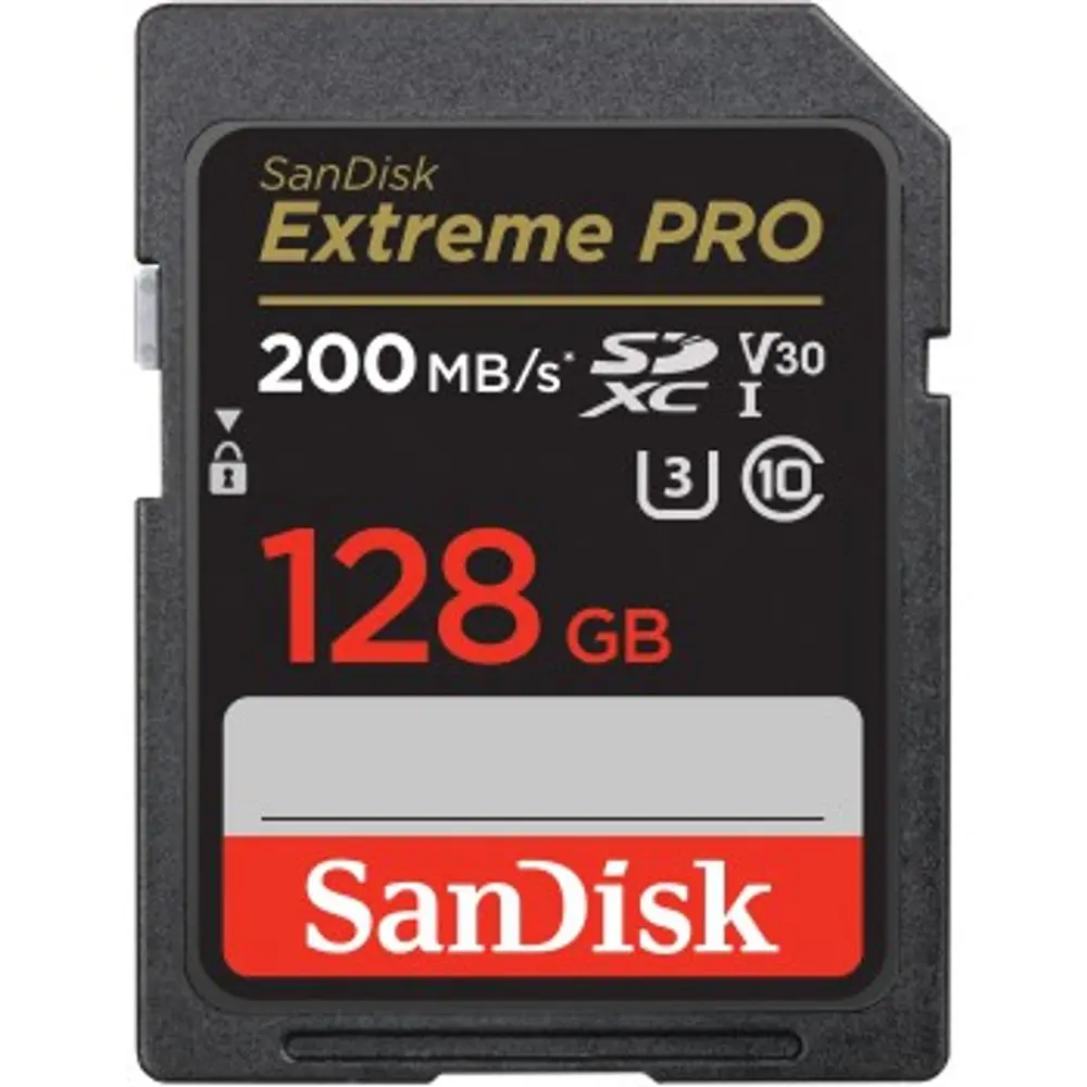SanDisk Extreme PRO 128 GB SDXC Memory Card 200 MB/s and 90 MB/s, UHS-I, Class 10, U3, V30
