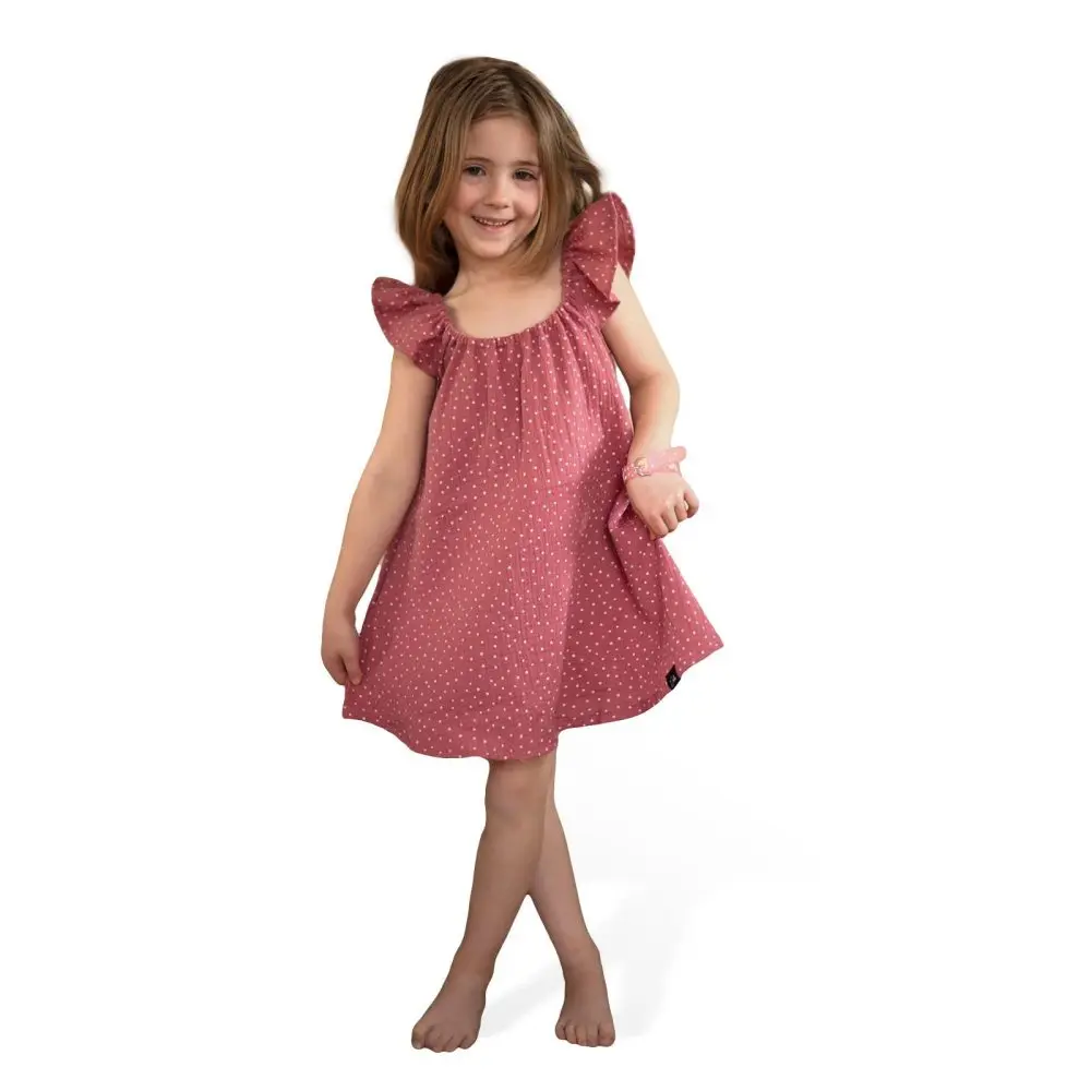 ESITO Dívčí mušelínové šaty Ruby DOT - rubínová / 80 - 86 -