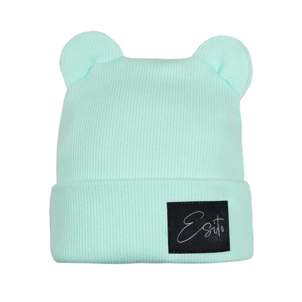 ESITO Zimní žebrovaná čepice s oušky Color Mint - mintová - 40 mintová